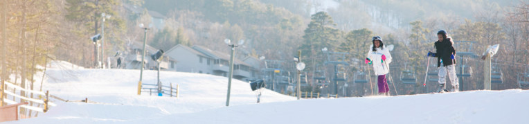 Skiers on the Ƶ Ski slopes